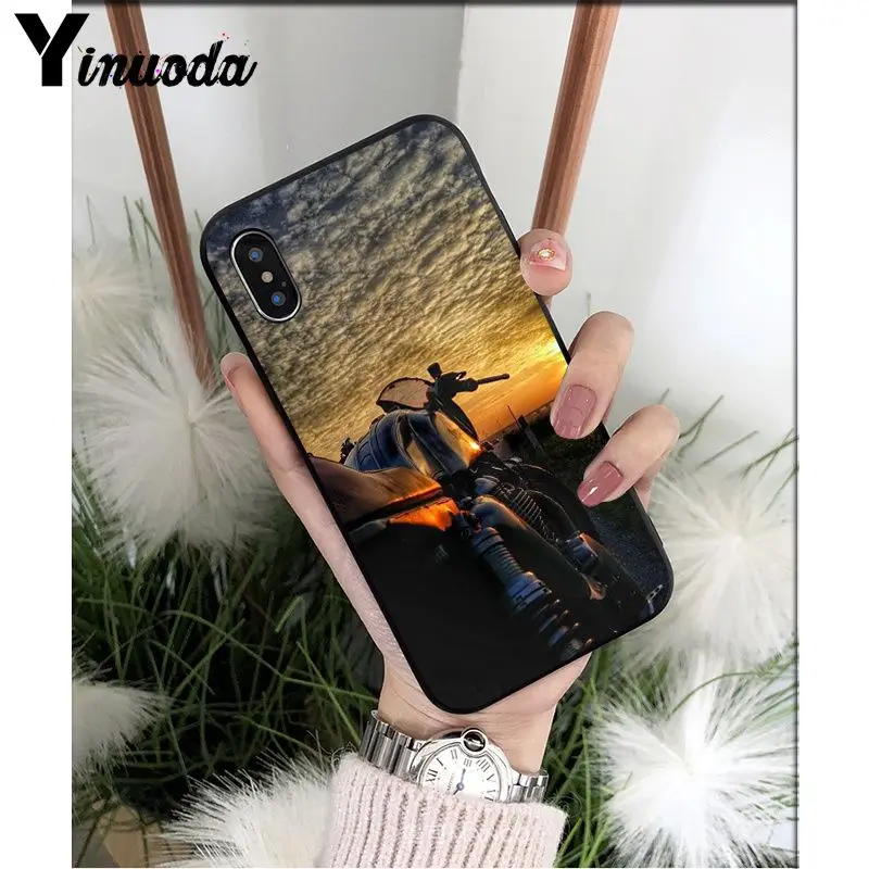 Yinuoda красивый мотоциклетный черный мягкий чехол для телефона Apple iPhone 8 7 6 6S Plus X XS MAX 5 5S SE XR - Цвет: A8