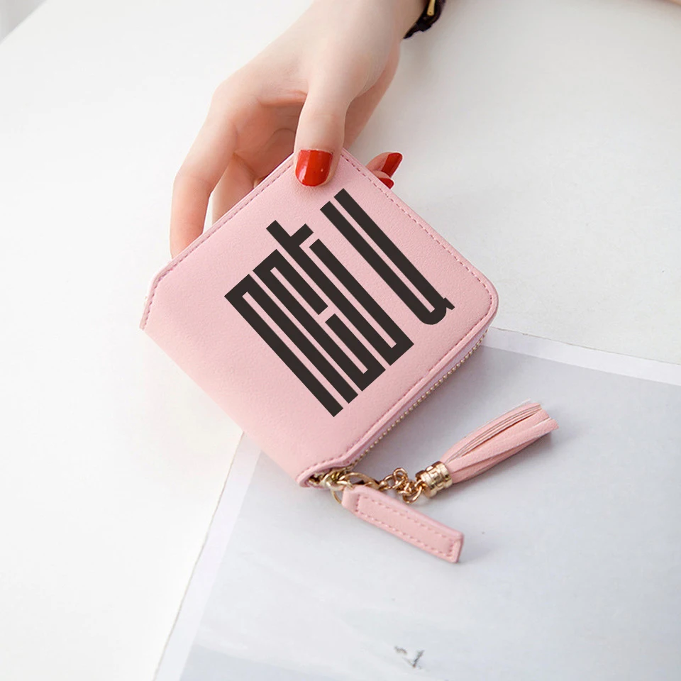 

Frdun Tommy NCT Wallets Kpop Women Wallets The 7th Sense Short Zipper card wallet Girl Tassel Wallets and Purses Mini Print Bags