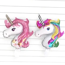 Unicornio decoración de globos para fiestas 1 Uds Mini unicornio globo fiesta de cumpleaños Baby Shower decoración de globos para bodas juguete infantil regalo(China)
