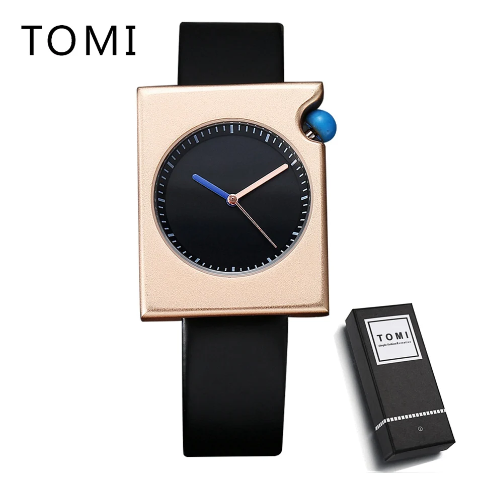 

TOMI Mens Watches Brands Luxury Rose Gold Square Men Sport Watch Leather WristWatche For Men Waterproof Fashion Male Watches