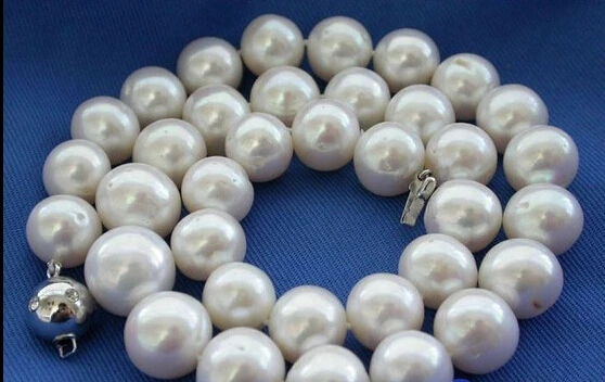 

Wholesale free shipping 100% Natural jewelry >HUGE 17" 14MM WHITE ROUND FW CULTURED PEARL NECKLACE