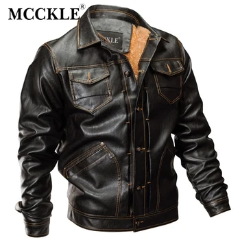 

Men PU Leather Jacket Coat Top Men's Brown Black Thick Multi Pockets Jackets Coats Tops Spring Outwear Male Clothes Plus Size