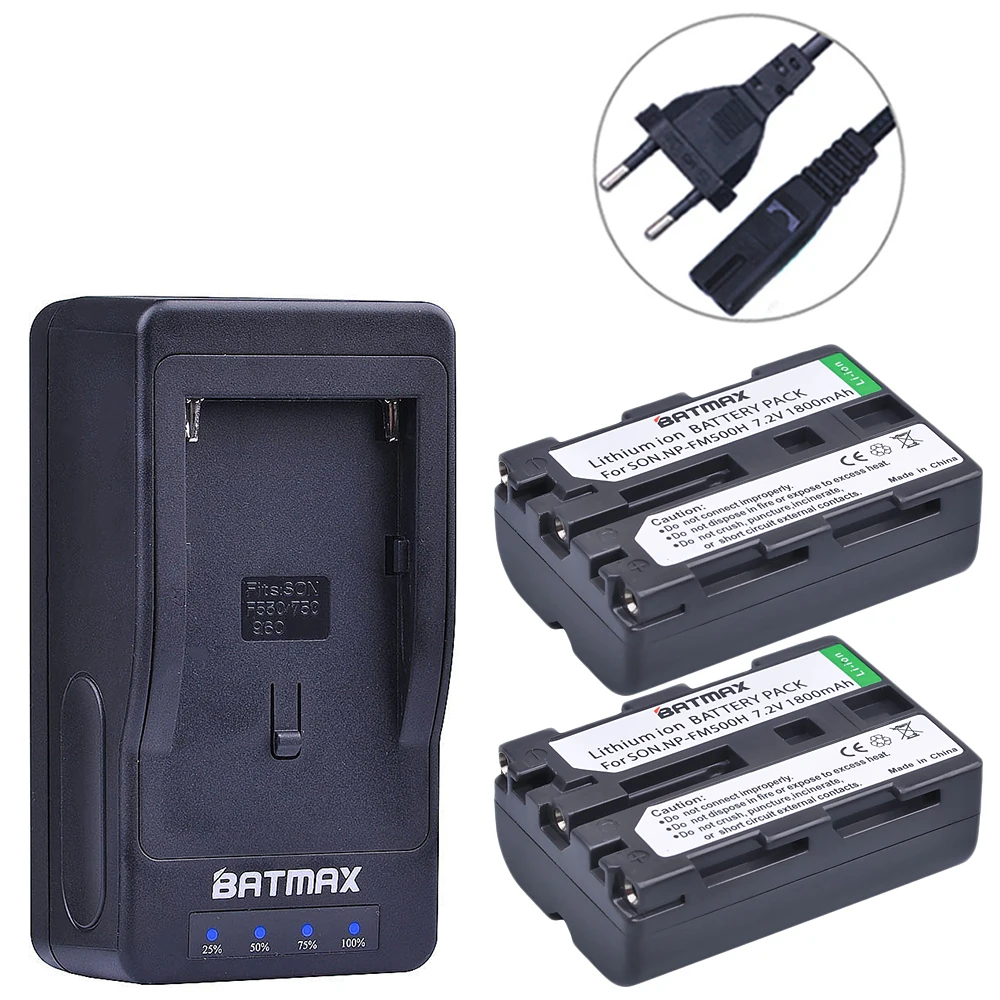 

2-Packs NP-FM500H Battery + LED Ultra Fast Charger for Sony DSLR-A350 A450 A500 A550 A560 A580 A700 A850 A900 A57 A58 A65 A77