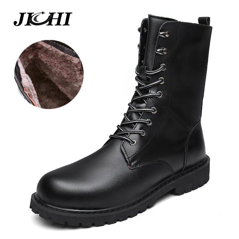 

Martin Military Desert Boots Men's Leather Ankle Boots Men Snow Boots With Fur Men's Army Combat Boots Shoes Big Size 38-48