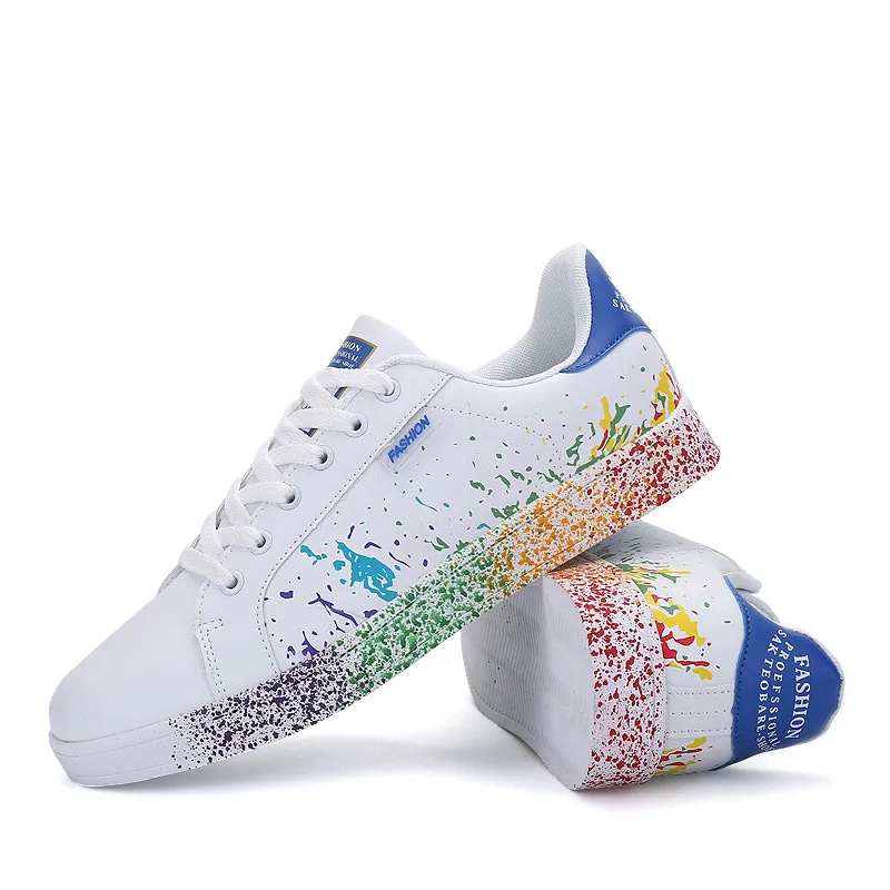 

Shoes Woman Top Quality Women Sneakers Plus Size Women Vulcanize Shoes PU Comfortable Shallow Graffiti Lace Up Women Shoes