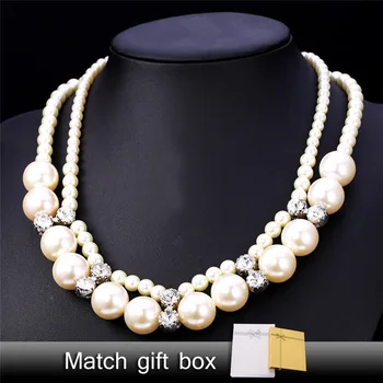 

Synthetic Pearl Necklace Cute Jewelry For Women Wholesale Austrian Rhinestone 50CM Wedding Bridal Jewelry N1506