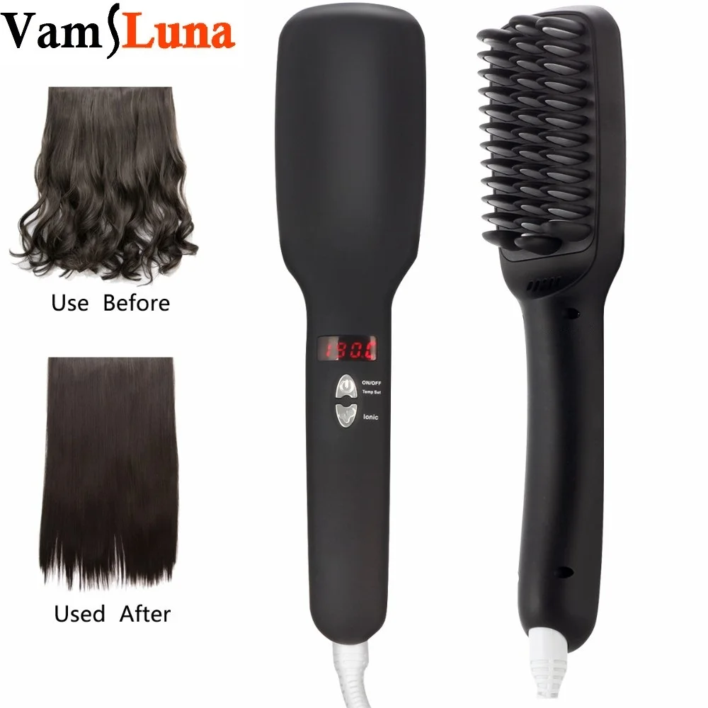 

VamsLuna Hair Straightener Brush Flat Iron for Hair With Faster Heating MCH Technology