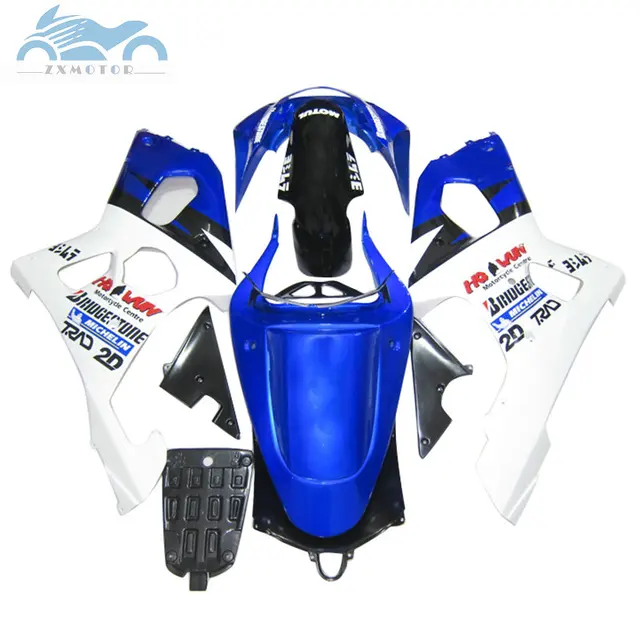 Kit de carenagem para motocicleta suzuki gsxr1000 k2, conjunto de peças azul e branca para corrida, 2000 a 2002, azul e branco 1