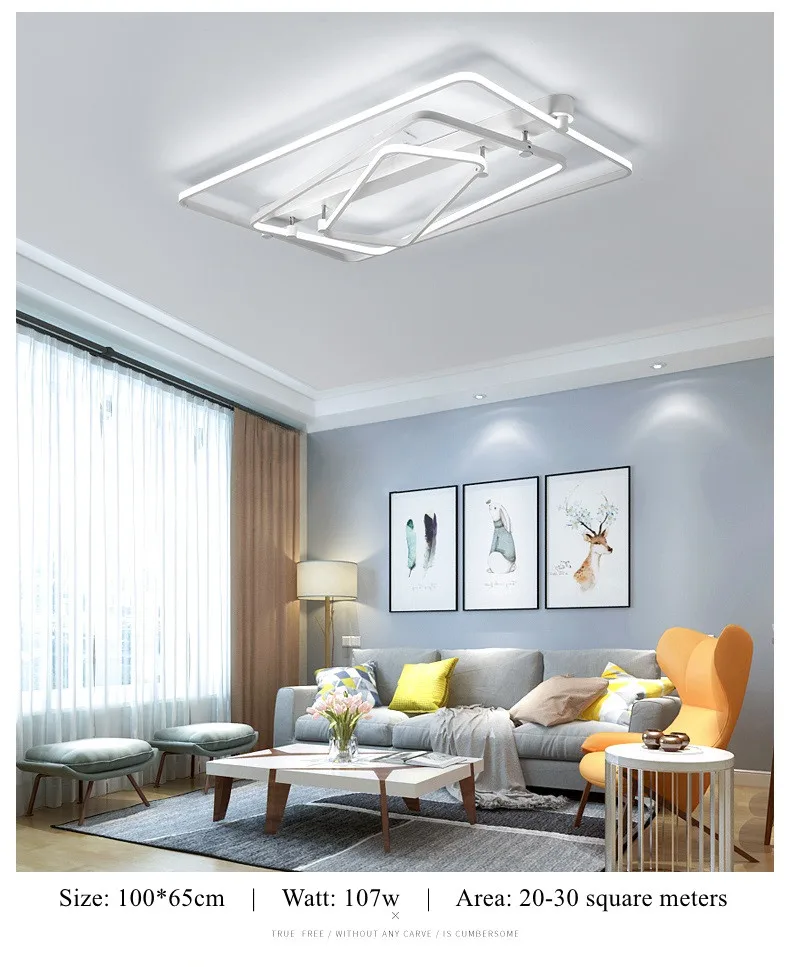 square art deco led ceiling lamps bedroom living room 4