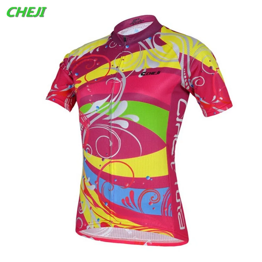 

CHEJI Women Cycling Jersey Top Summer Bicycle Outdoor Sportswear Red Roupa Ciclismo Quick-dry Bike Cycling Clothing CC1506
