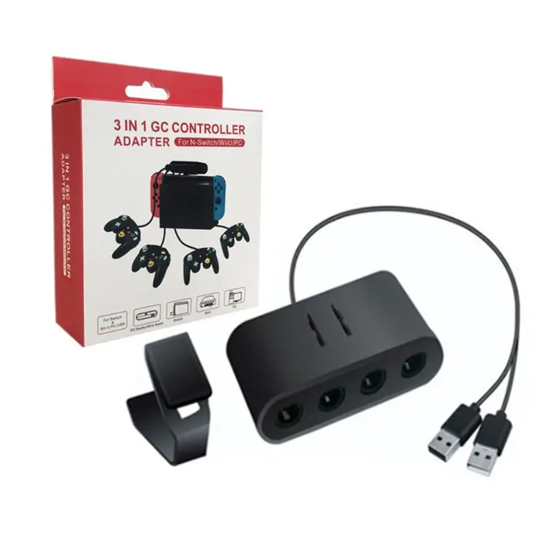 

Premium Quality New 3 In 1 4 Ports GC Handle to Wiiu/PC/Switch Converter Adapter for PC Game GameCube GC Controllers Accessories