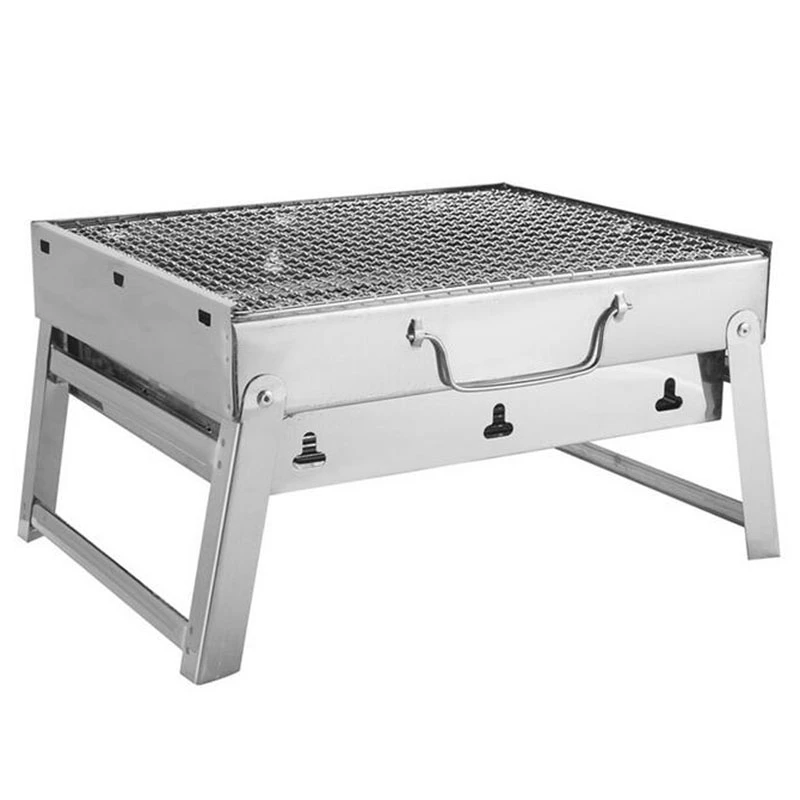 

Super sell-Bbq Charcoal Grills For Barbecue & Silver Outdoor Stainless Steel Hiking Charcoal Camping Grill