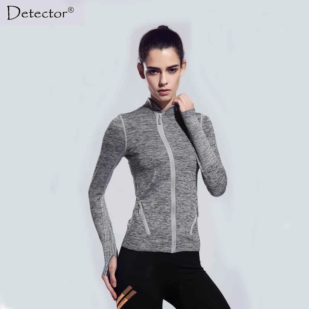 Женские рубашки для бега с длинным рукавом, топы, компрессионные колготки, спортивная одежда для фитнеса, тренировки, быстросохнущая дышащая куртка - Цвет: Grey