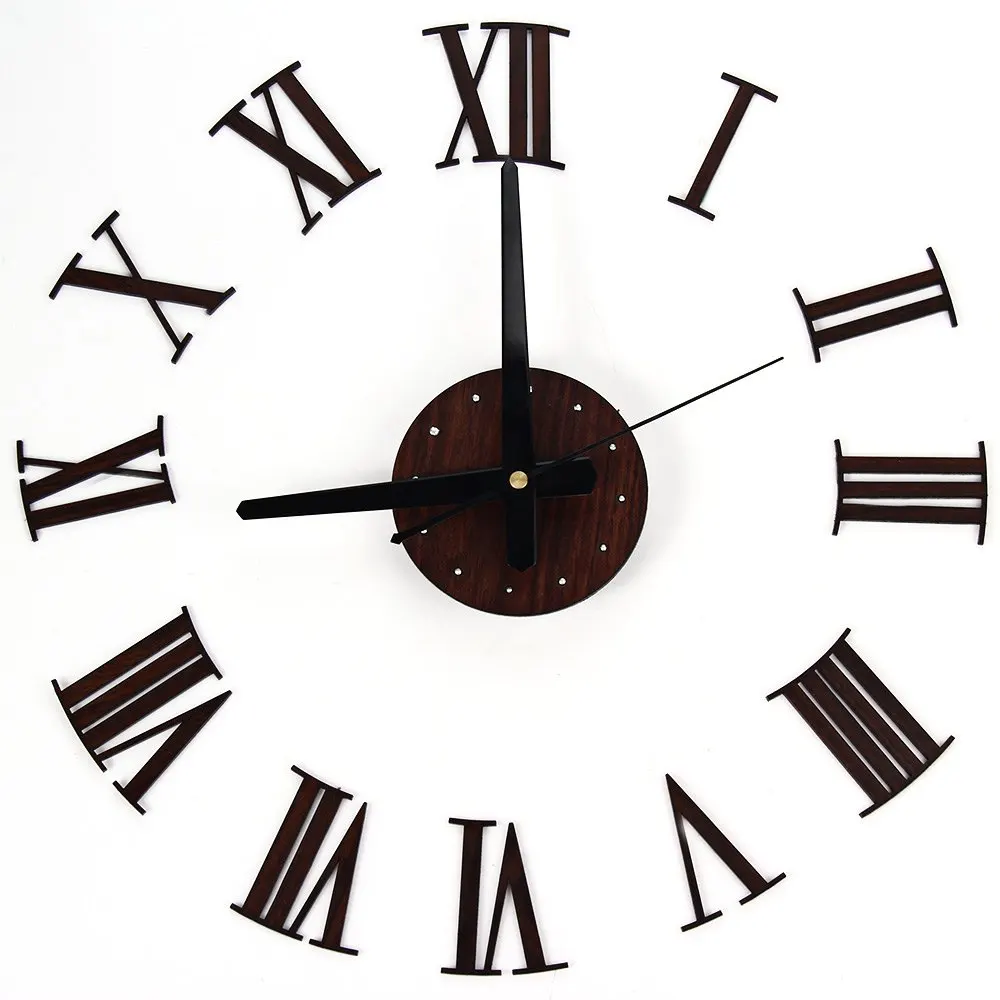 DIY Vintage Wooden Wall Clock Roman Numerals Retro Vinyl Sticker for