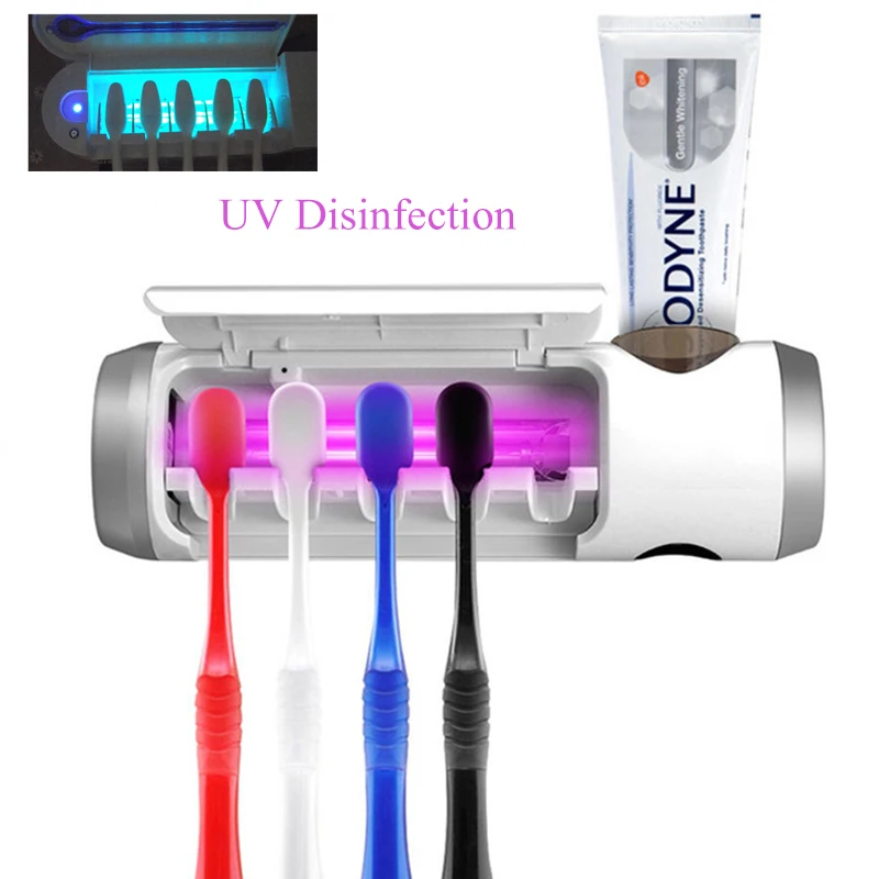 

UV disinfection Toothbrush holder Holder Automatic Toothpaste Dispenser Holder Bathroom Toothbrush Automatic disinfection Rack
