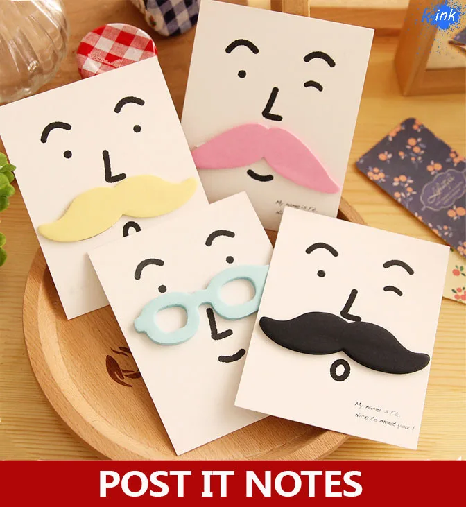 Creative funny mustache memo pads , kawaii glass moustache paper Sticky