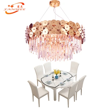 

Modern K9 Crystal Prism Chandelier Hanging Lighting LED Gold Stainless Steel Chandeliers Lamp Living Dining Room Suspended Light