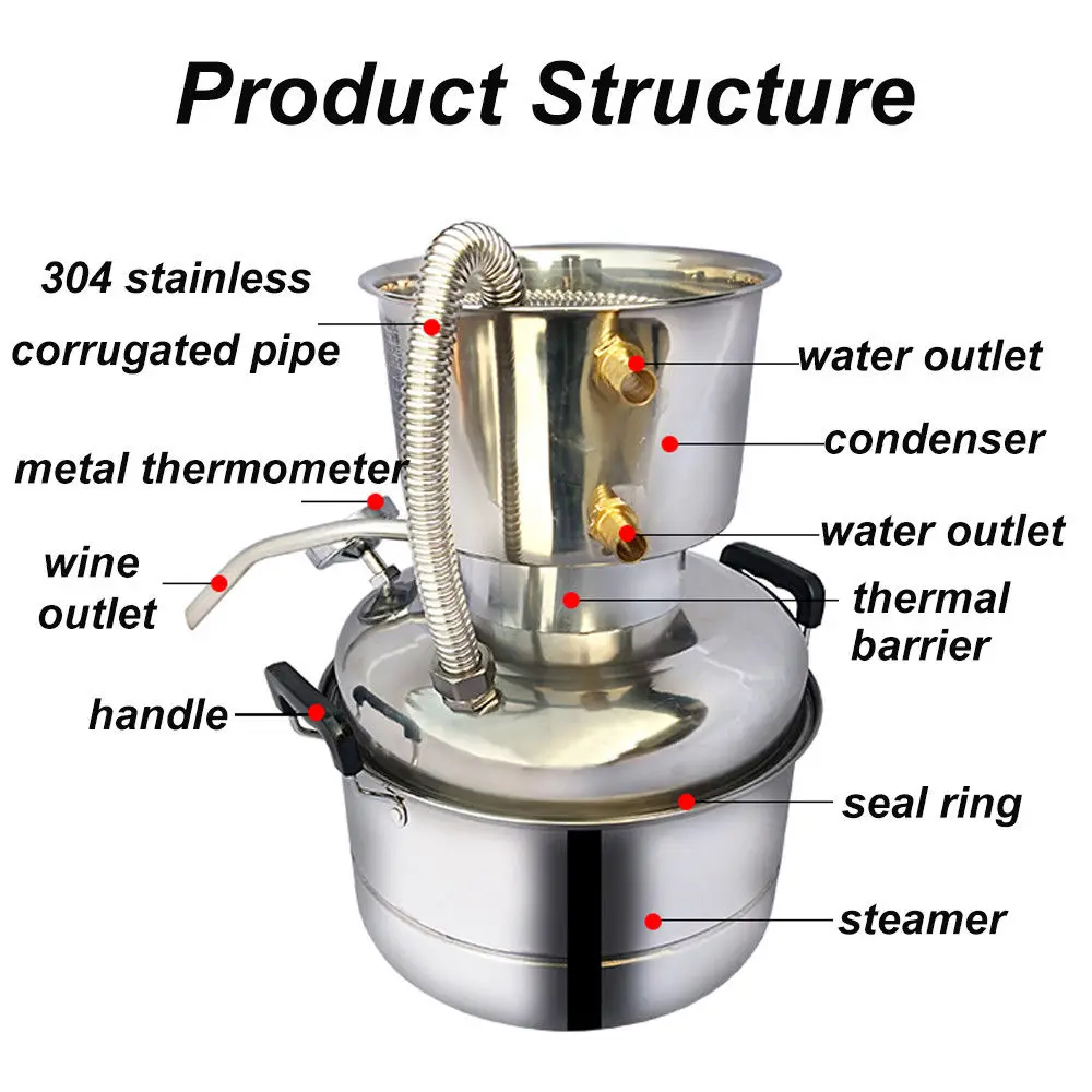 10L 15L дом нержавеющей дистиллятор воды Самогонный аппарат Дистилляция эфирного масла бренди белый спиртное вино наборы для изготовления