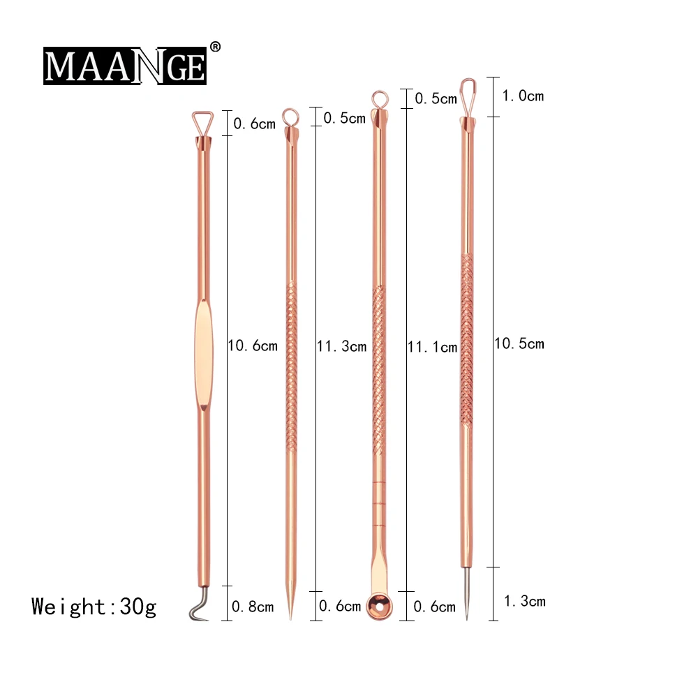 MAANGE 4 шт./компл. Нержавеющая сталь Черноголовых Удаления Комплект акне инструмент для удаления прыщей экстрактор для удаления иглы пинцеты уход за кожей лица Уход за кожей