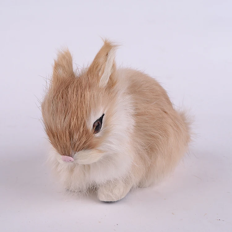 

cute small simulation rabbit toy plastic&fur yellow rabbit doll gift about 13x7x10cm a34