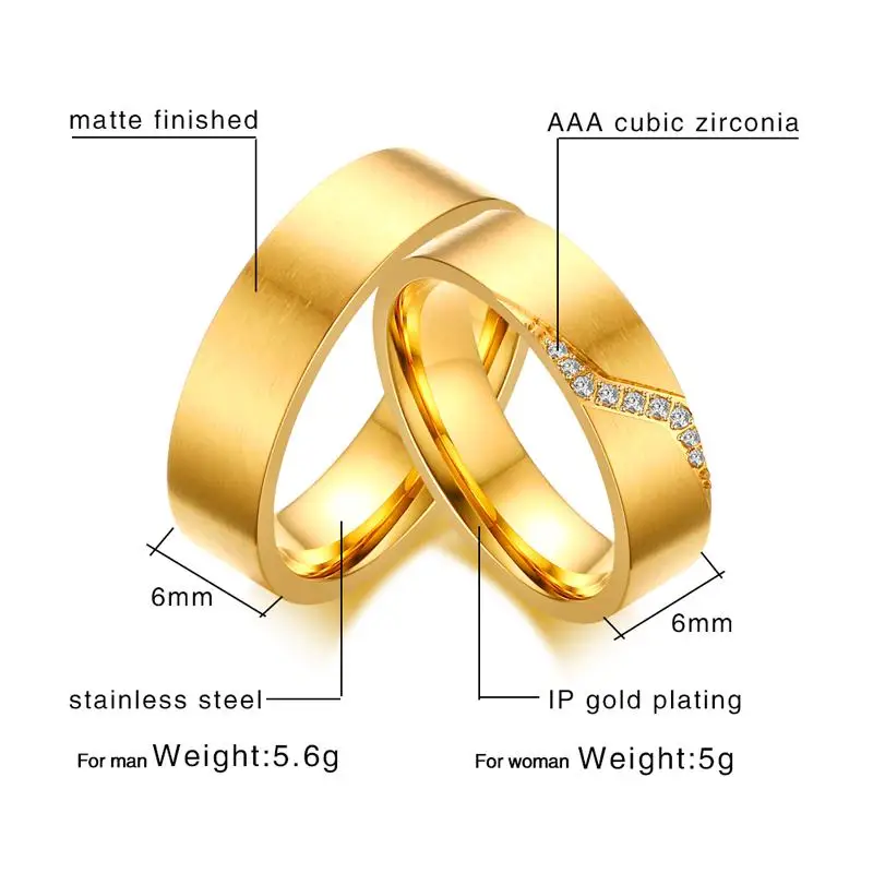 Vnox CZ Камни путь Дизайн Свадебные Кольца для Для женщин Для мужчин золото-цвет кольцо Альянс Юбилей группа Bijoux подарок