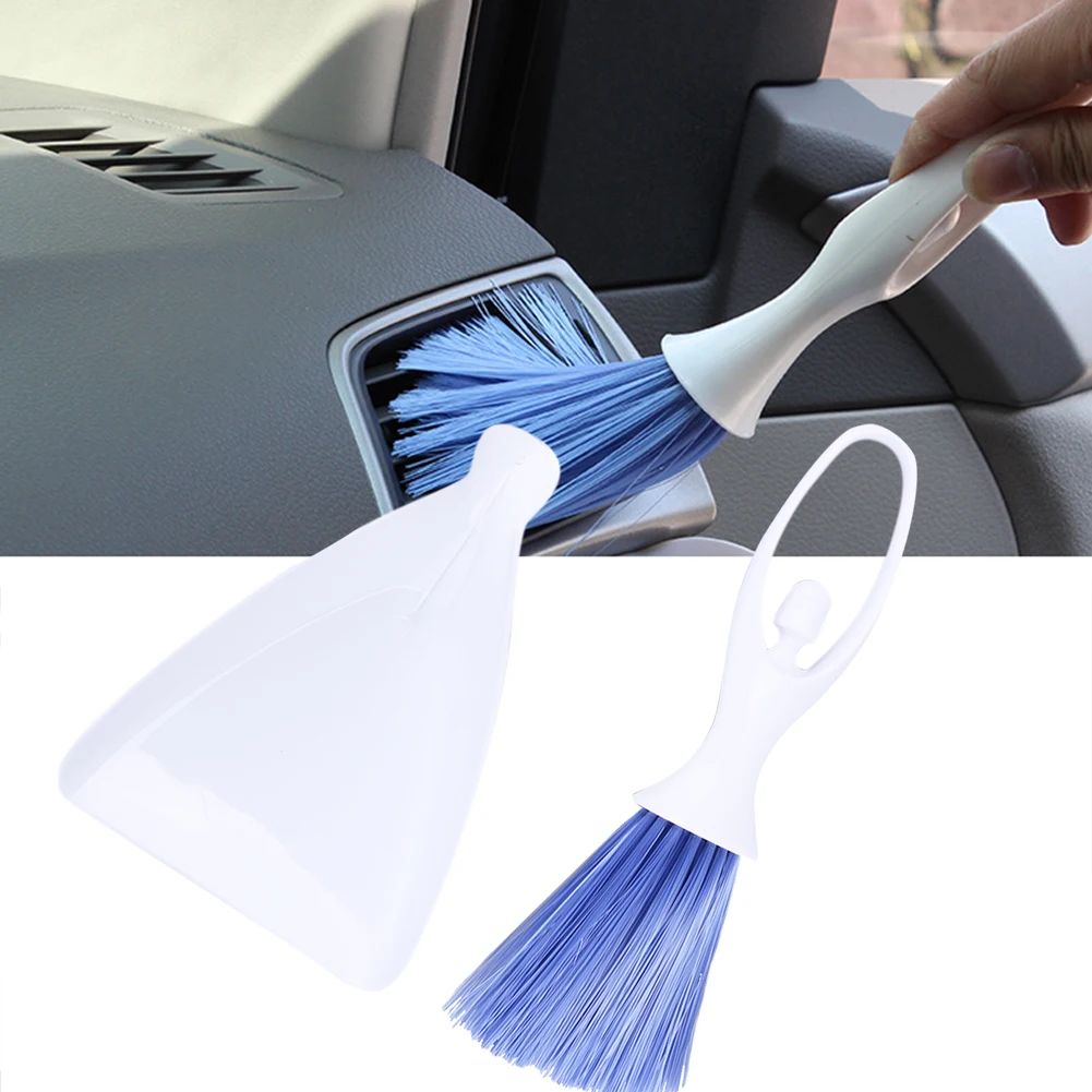 Mini Car Broom Dustpan Set Window Keyboard Blinds Duster Cleaning Brush