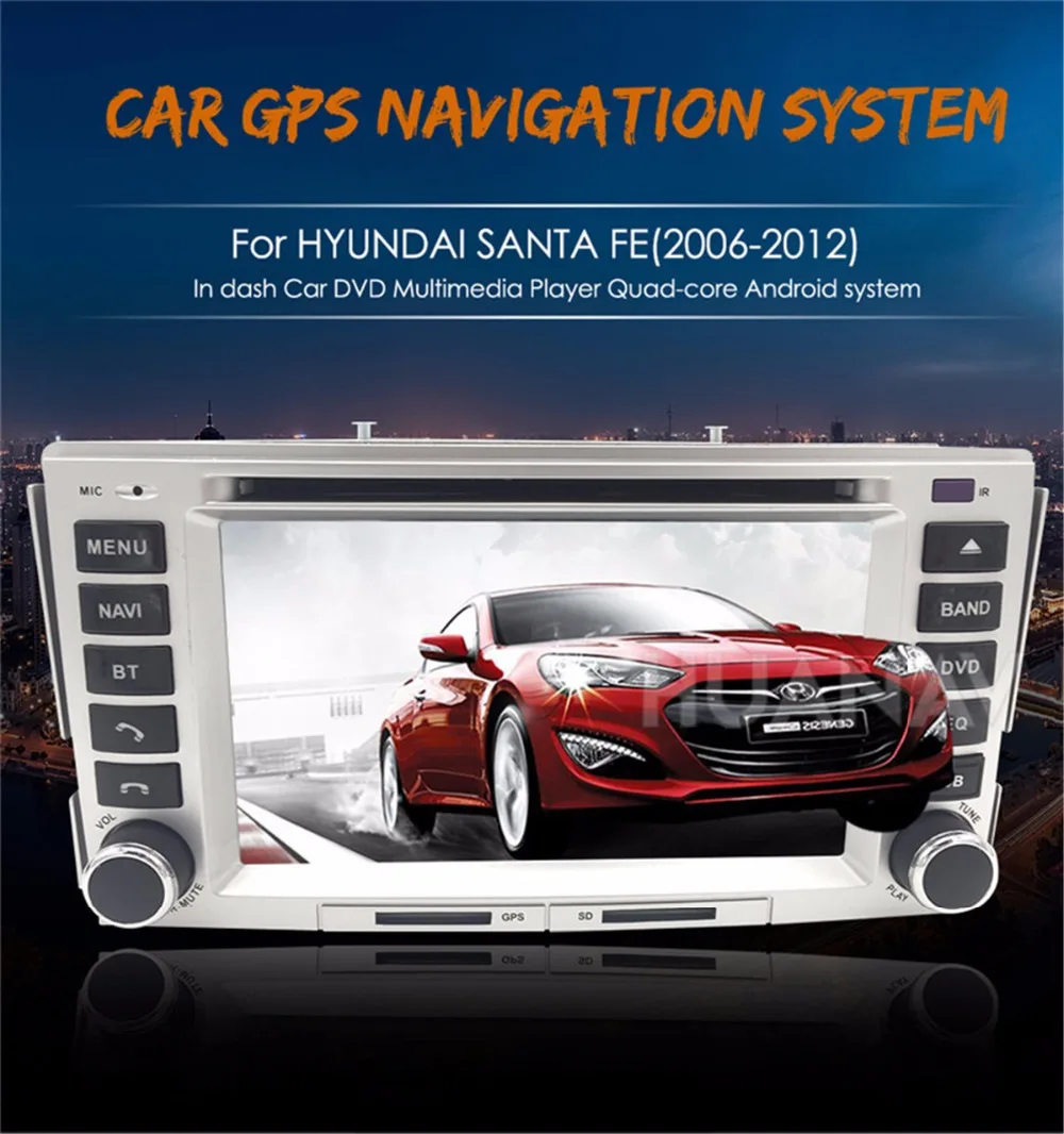 Sale Car DVD Player GPS Navigation for Hyundai SANTA FE 2006-2012/ELANTRA 2000-2006 Android Mirror Link 6.2
