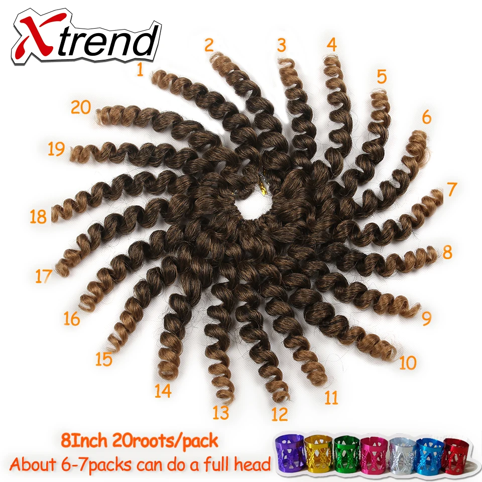 Xtrend 8 дюймов 20 корней Jamaican Jumpy Wand вязаные волосы синтетические плетеные