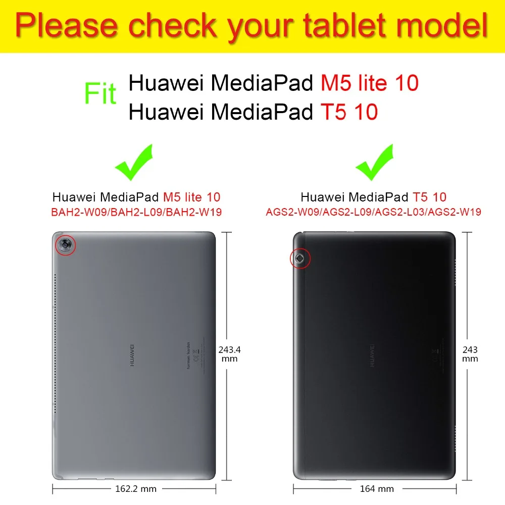 Чехол для принципиально huawei mediapad M5 Lite 10 BAH2-W19/L09/W09 Honor Pad 5 Крышка для huawei T5 10 AGS2-W09/L09/L03/W19 планшетный ПК чехол