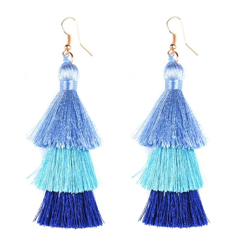 Multilayer Tassel Hook Earrings for Women Girls Fashion Hanging Drop Women Jewelry 1 Pair