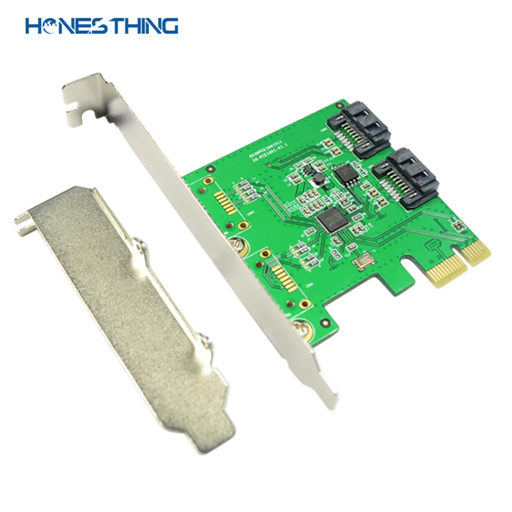 HonesThing SATA III 2 Ports Controller Card PCI-Express 2.0 x1 RAID Card for ASMedia ASM1061 with Low Profile Bracket 2