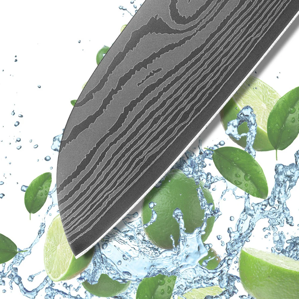 Нож Santoku в японском стиле 7 дюймовый 5 Дюймовый с двойной стальной головкой лезвия