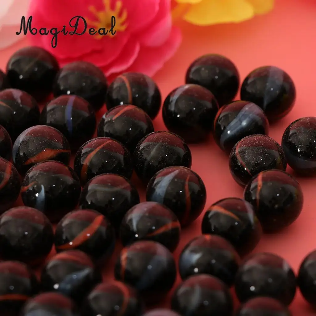 90PCS 16mm Colorful Glass Marbles, Kids Marble Run Game, Marble Solitaire Toy Accs Vase Filler & Fish Tank Home Decor - Black