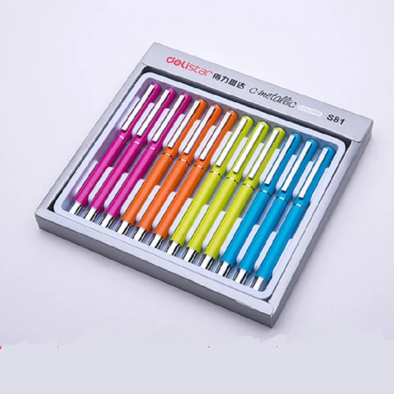 

Deli S81 candy color metal business pen for students office pen 12pcs gift box set