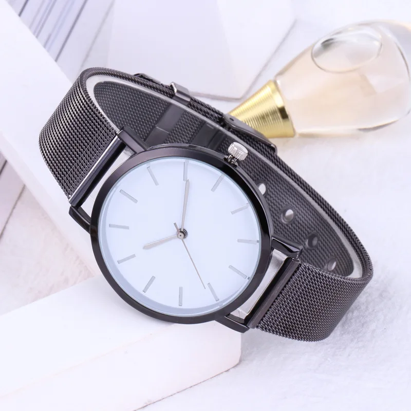 Женские часы из розового золота с сеткой из нержавеющей стали женские часы лучший бренд Роскошные повседневные часы женские наручные часы Relogio Feminino - Цвет: Black white