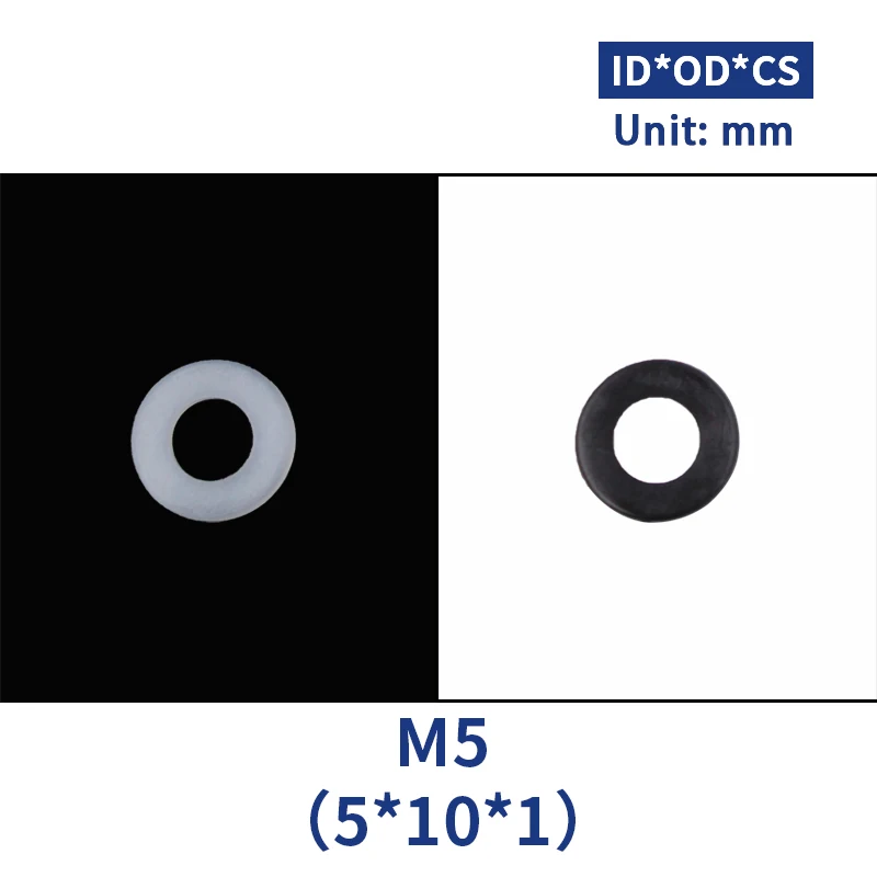 20 шт. DIN125 ISO7089 M2 M2.5 M3 M4 M5 M6 M8 M10 белый черный пластик нейлоновая шайба покрытием плоская прокладка уплотнения шайба уплотнительное кольцо - Цвет: M5