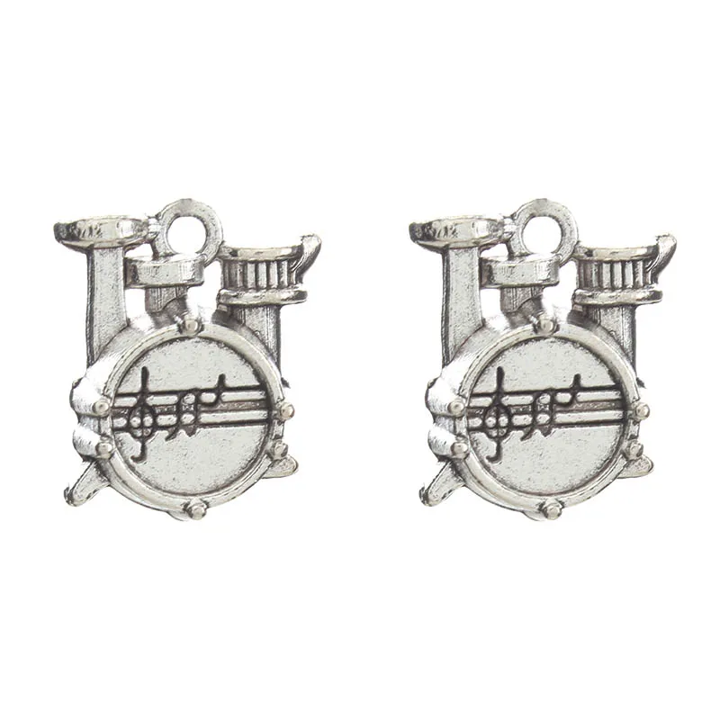 

10pcs/lot Musical Instrument Charms Drum Antique Making Pendant Vintage Tibetan Silver Charms Fit DIY Bracelet Necklace 16*14mm