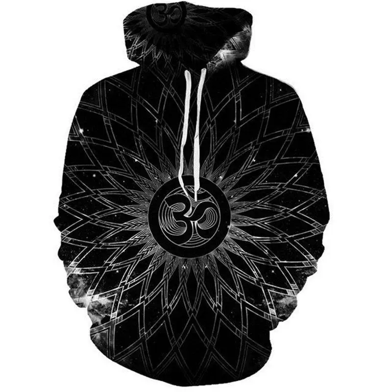 2017 FASHION MEN WOMEN Circle pattern Black lines HOODIE 3D Hoodie