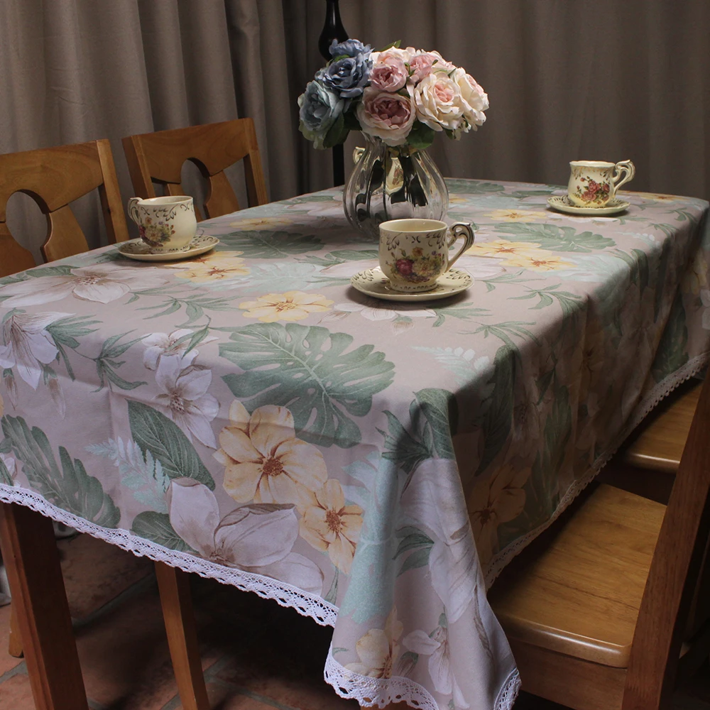 CURCYA Thick Canvas 100 Cotton Tablecloths for Dining Tables