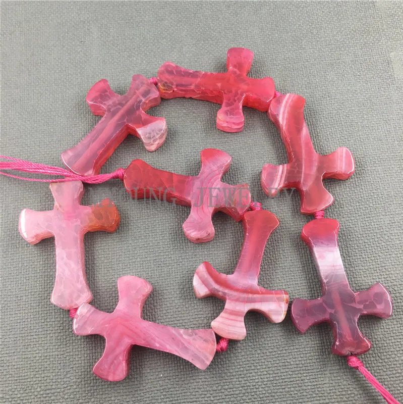 MY1234 Cross Shape Red Dragon Veins Agates slice Pendant beads For Necklace Jewelry,banded Onyx Cross beads (1)