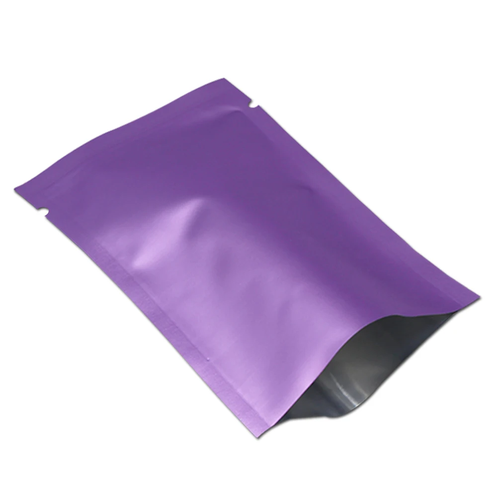 100pcs/lot Matte Open Top Pure Aluminum Foil Heat Sealable Packing Pouches For Food Vacuum