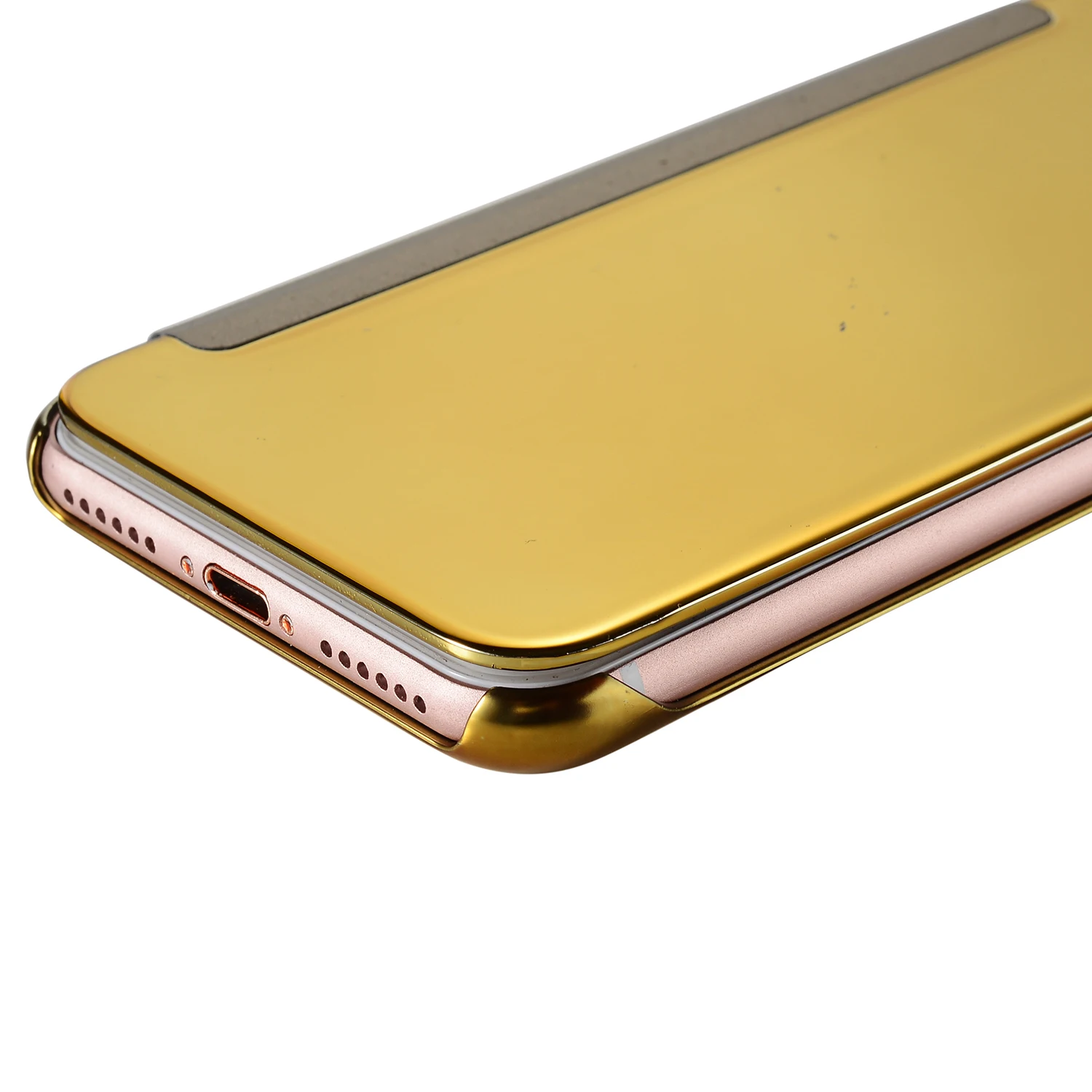 Чехол для iPhone 8 7 Plus светоотражающий зеркальный прозрачный пластиковый флип чехол