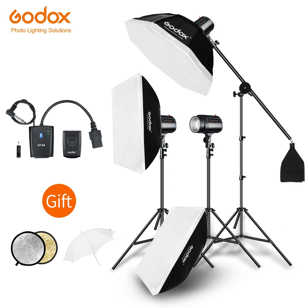 Godox 600Ws 3x200Ws стробоскоп студия светильник-вспышка с AT-16 триггером + 3x софтбоксом 3x200
