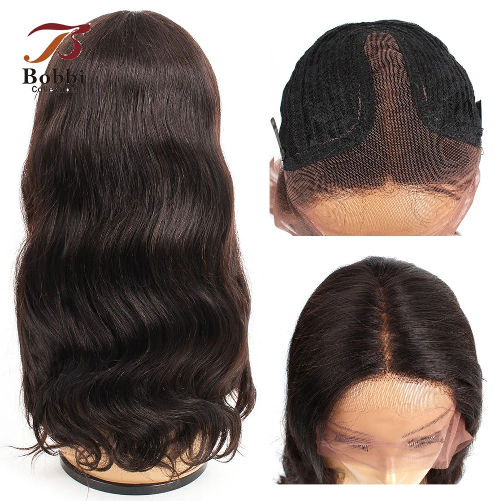 

Bobbi Collection T Type Lace Front Human Hair Wigs Pre Plucked Wig Middle Part 14-28 inch Full Brazilian Body Wave Hair