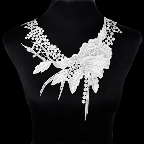 Robe Femmes - longue en dentelle brodée pour, - RF89YU 01_white_long