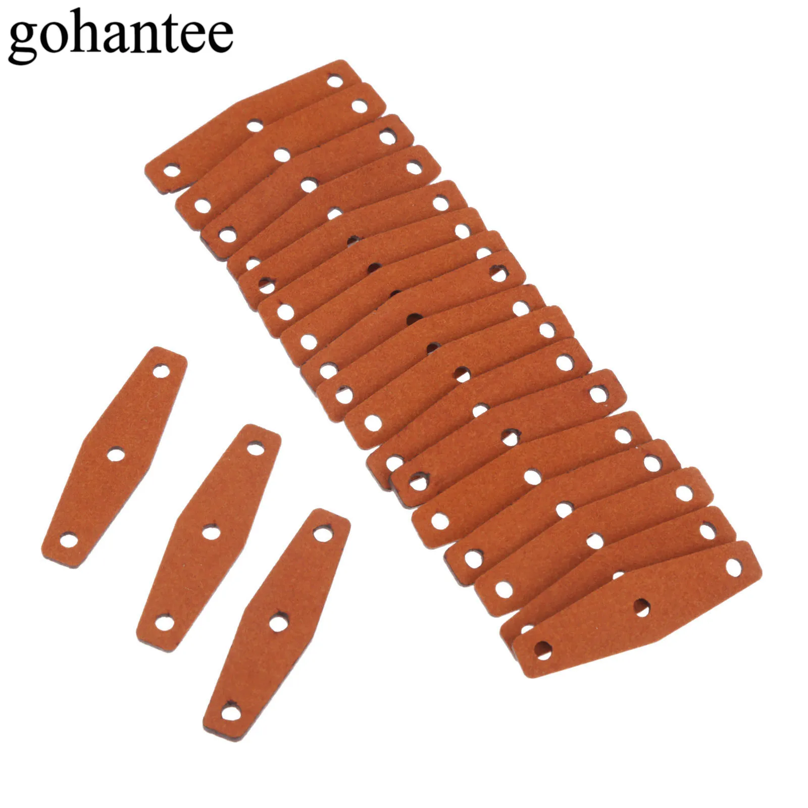 

gohantee Brown 20pcs Slingshots Pouches Microfiber Leather with Center Hole for Outdoor Hunting Catapults 50mm x 14mm x 8mm