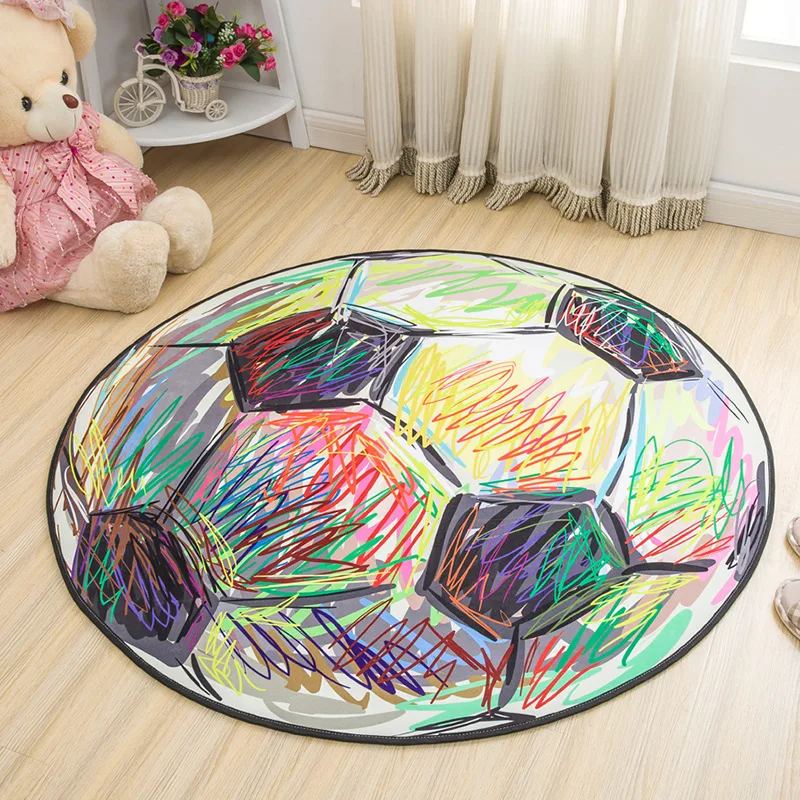 Round Football Carpet Memory Foam Chair Mat Cartoon Area Round Football Carpet Memory Foam Chair Mat Cartoon Area