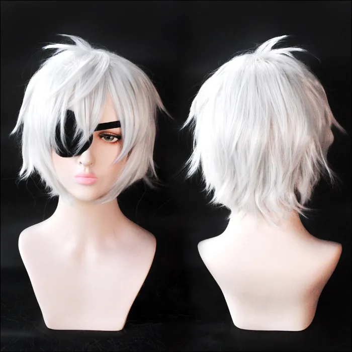 

Anime Arifureta Shokugyou de Sekai Saikyou Hajime Nagumo Short Silver Heat Resistant Synthetic Cosplay Wig + Wig Cap + Eyepatch