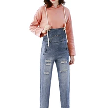 Sokotoo женские ботильоны длина рваные джинсовый комбинезон повседневное выдалбливают отверстия Проблемные подтяжки для женщин комбин