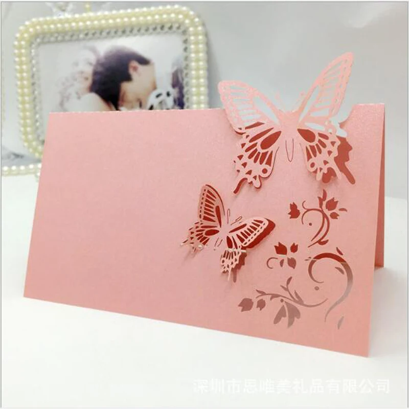 10 Colors 50pcs Butterfly Laser Cut Table Name Place Cards Favor Table Name Message Setting Card Wedding Birthday Party Supplies (4)